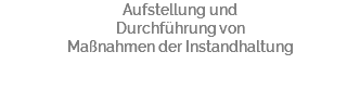 Aufstellung und Durchführung von Maßnahmen der Instandhaltung 